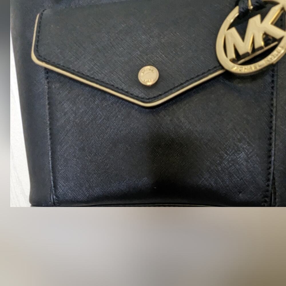 Michael Kors black handbag tote Frame jet set saffiano leather medium - Picture 4 of 13